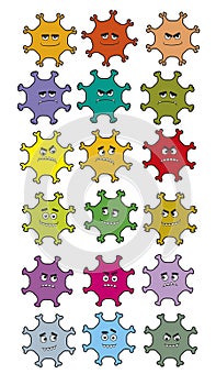 Vector illustration set character viruses white background